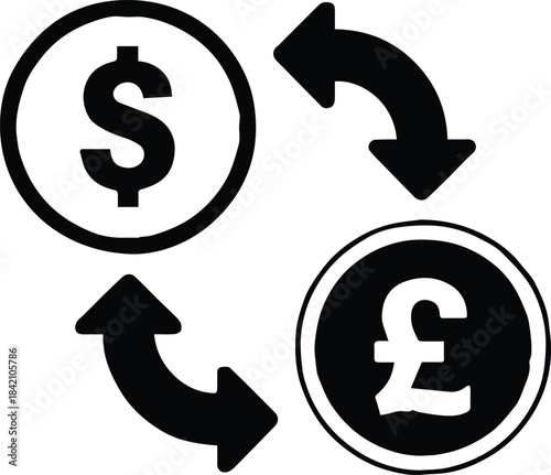 currency transfer dollar pound finance forex exchange icon set