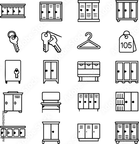 locker pictogram pack lockers keys bench hanger cabinet symbols