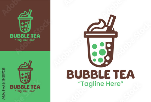Bubble Tea Shop Logo Minimalist Sweet Beverage Identity