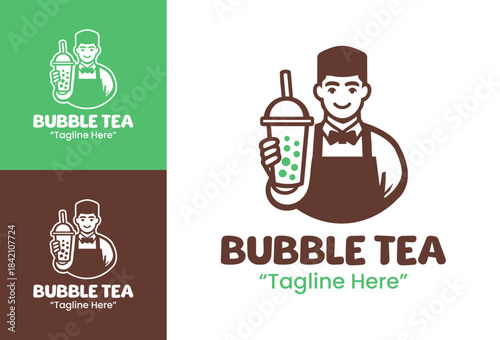 Bubble Tea Shop Logo Fresh Youthful Drink Identity