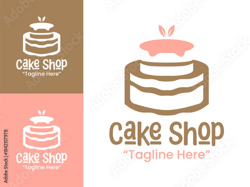 Cake Shop Logo Minimal Elegant Dessert Symbol