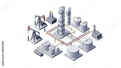 minimal isometric oil refinery facility