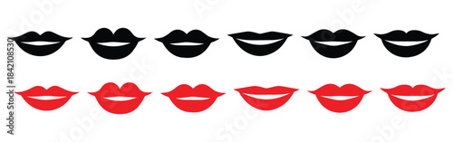 Pink and Red Lips Vector Set – Silhouette Icons, Lipstick Imprints, Doodle Style Kiss Illustration
