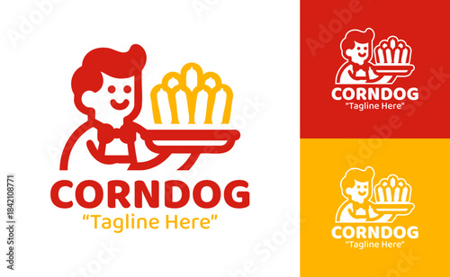 Corndog logo with simple stick icon for snack brands