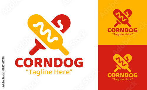 Corndog swirl logo with playful curved shape