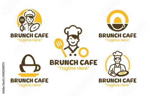5 Brunch Cafe Logo Set Morning Dining Branding Collection