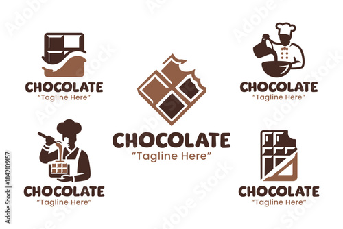 5 Chocolate Brand Logo Set Sweet Confection Branding Collection