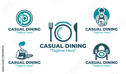 5 Casual Dining Logo Set Modern Restaurant Branding Collection