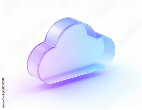 Wallpaper Mural Glossy 3D Cloud Icon in blue and purple hues with matte glass effect—modern symbol of cloud computing and data. Torontodigital.ca