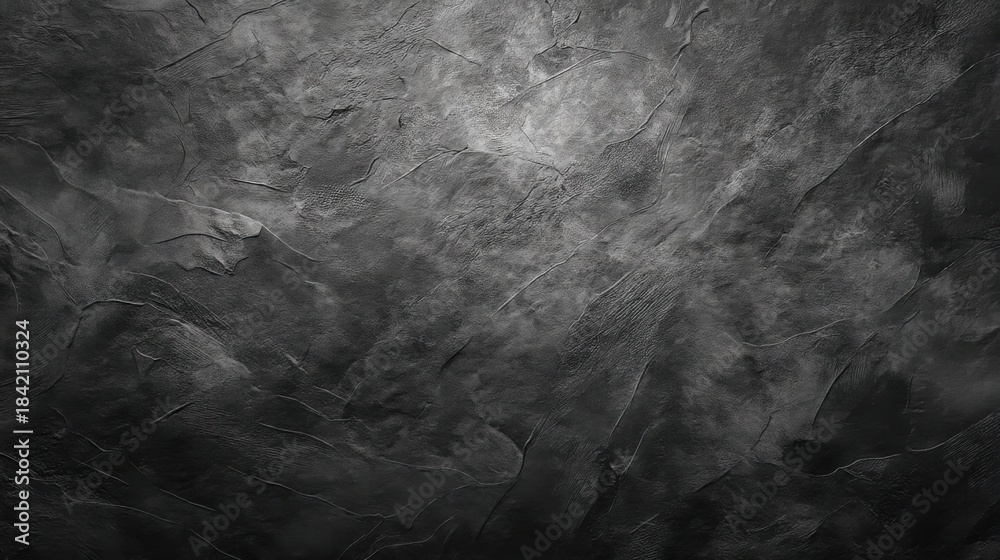 Naklejka premium Abstract texture resembling a rugged rock or stone wall surface with dark grays and subtle shading variations suggesting