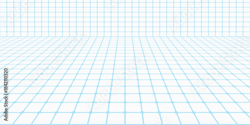 Technology wireframe landscape. Vector perspective grid. Digital space. Mesh on a white background modern