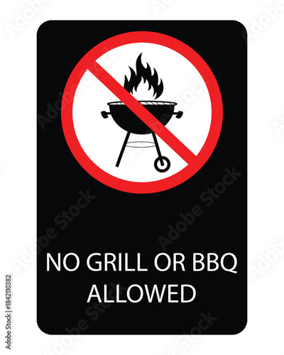 "No Fire and Grill Prohibition Sign Set – Barbecue, Charcoal Grill and Open Flame Ban Icons in Vector Silhouette"