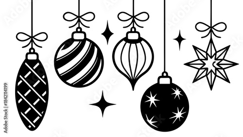 Shiny gold glass Christmas ball ornament hanging on a festive winter holiday tree decoration