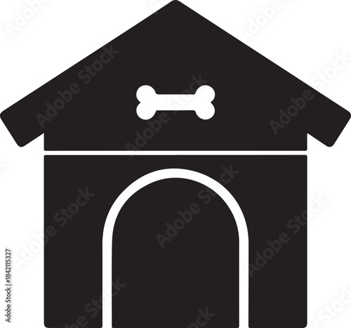 Pet Dog House Icon Silhouette — Kennel Shelter Black Vector Design
