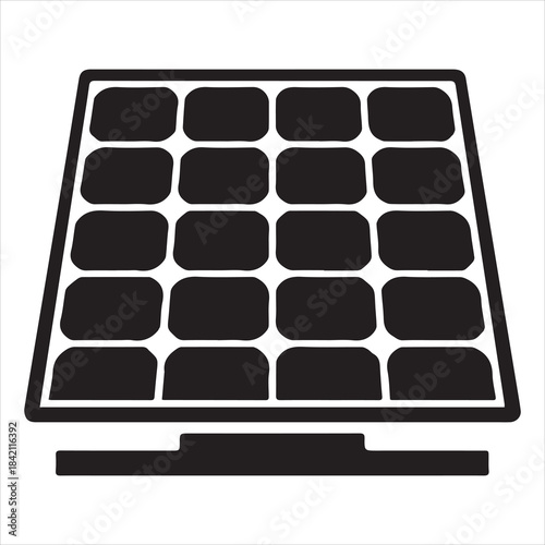 Solar Panels Thin Line Eco Bridge To Future
