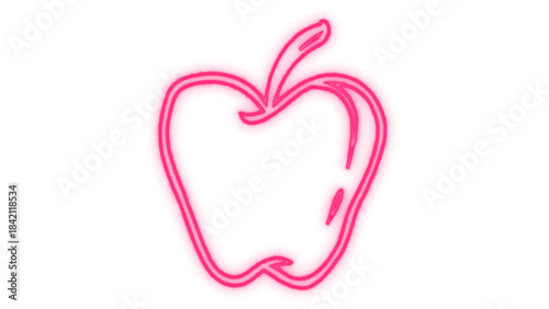 Wallpaper Mural Vibrant colorful neon pink glowing apple outline icon, a modern digital illustration representing healthy eating, fresh fruit, and healthy lifestyle concepts, isolated on transparent background. Torontodigital.ca