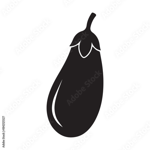 Eggplant With Stem Oval Shape Icon Vector Illustration