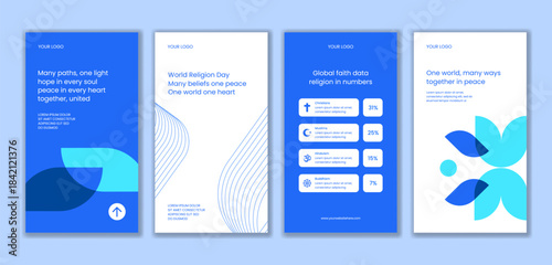 World Religion Day Cartoon Hand-Drawn Template Illustration for Social Media Stories Background