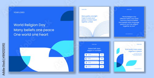 World Religion Day Flat Cartoon Hand-Drawn Background Template for Social Media Post Illustration