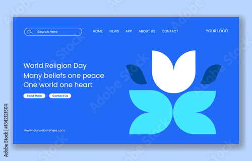 World Religion Day Flat Cartoon Background Template Illustration for Social Media Landing Page