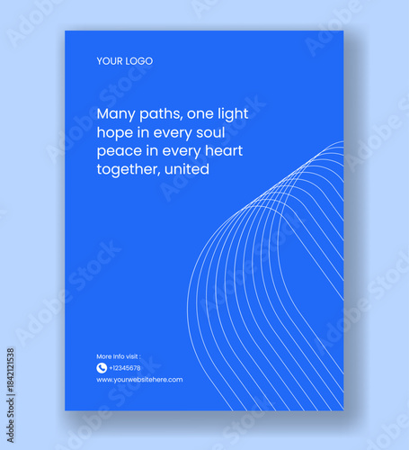 Hand-Drawn Flat Cartoon Illustration Template for a World Religion Day Vertical Poster Background