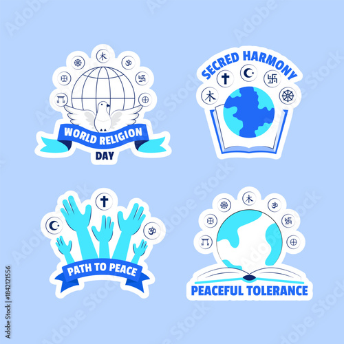 World Religion Day Flat Cartoon Hand-Drawn Background Template Illustration for a Minimal Label