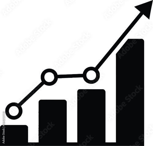 Business Growth Icon: A sleek, upward-trending bar graph icon, illustrating concepts of progress, development, and success in the business sphere.