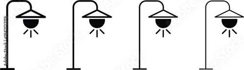 City street light lamp post vector Illustration on transparent background.