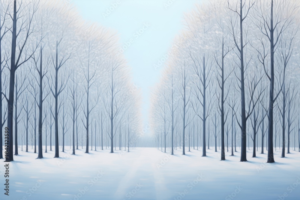 Naklejka premium Road winter forest landscape outdoors woodland.