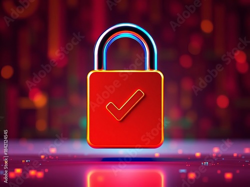 Lock icon with a checkmark, signifying secure access and validated data, lock,  icon