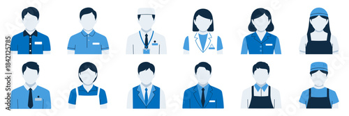 Diverse Team Workforce Illustration: Representing Essential Workers and Professionals from Various Industries, Showcasing Unity and Collaboration in a Flat Design for Corporate Presentations and Websi
