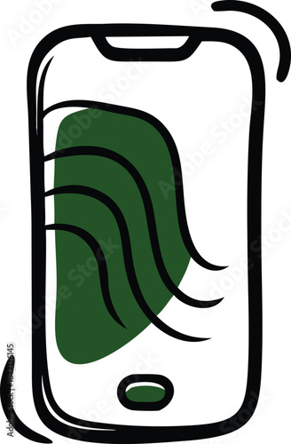 Cute Hand-Drawn Green Smartphone Doodle - Exhausted Sweaty Overheated Tired Phone Character Illustration PNG Transparent Background