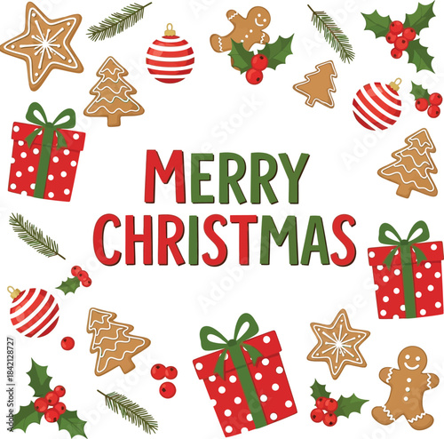 set of christmas elements