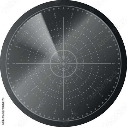 Realistic digital HUD radar gray dotted display in searching, detection, navigation interface, vector navy or air sonar