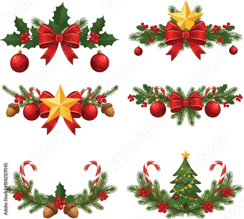 set of christmas elements