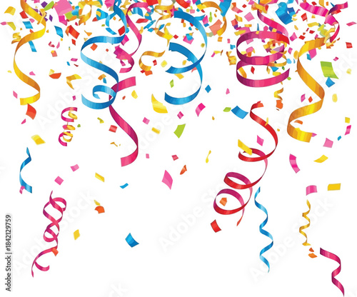 party streamers on white background