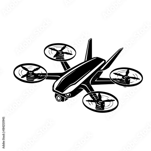 Unmanned Aerial Vehicle: A cutting-edge unmanned aerial vehicle (UAV) soars through the sky, showcasing its modern design and advanced technological capabilities.