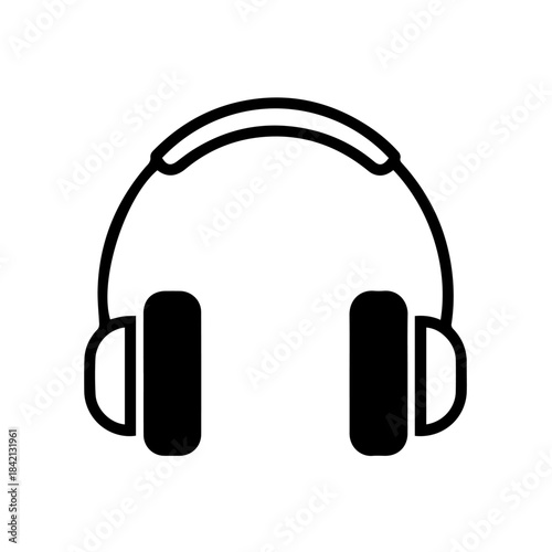 Audio Immersion: Modern, minimalist illustration of over-ear headphones, a symbol of audio enjoyment. 