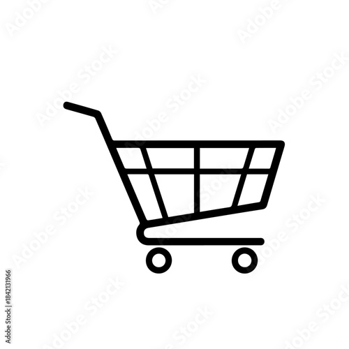 Shopping Cart Symbol: A simple and clean illustration of a shopping cart, representing retail and the act of purchasing products.