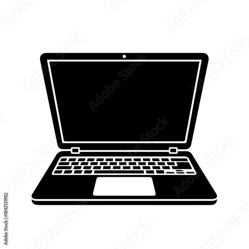 Laptop Silhouette: A sleek, modern laptop silhouette stands in stark contrast, embodying the essence of technology and connectivity.