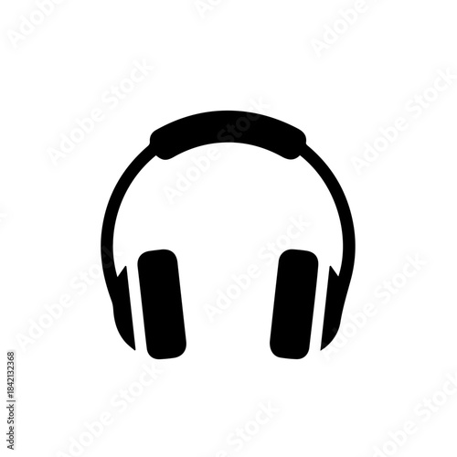 Black stereo DJ headphones isolated on a white background, representing technology, music, and audio equipment