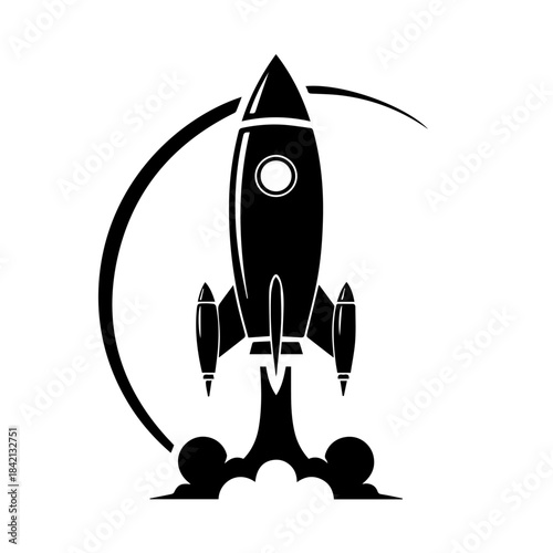 Cartoon rocket space ship vector illustration for travel and technology design