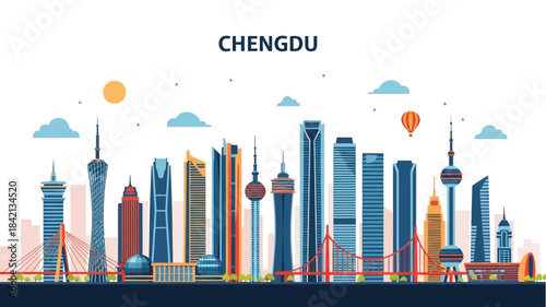 Iconic Chengdu Skyline with Modern Architecture and Cityscape Elements