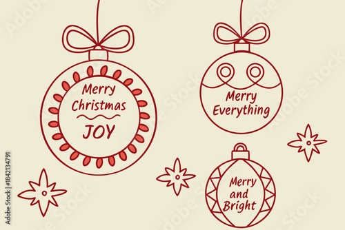 Ornament illustrations with christmas greetings