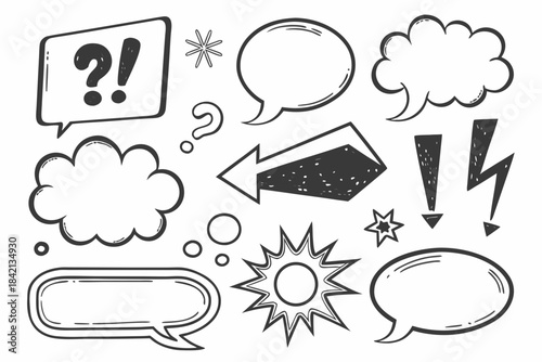 Speech bubble doodle set