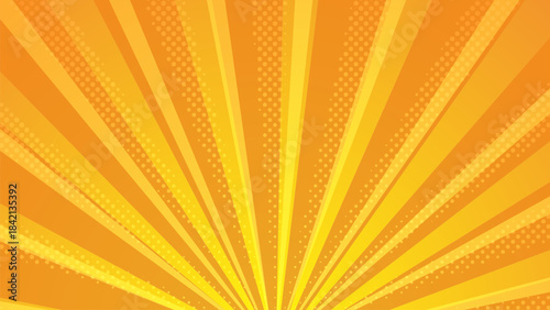 オレンジの放射状背景【16:9素材シリーズ】