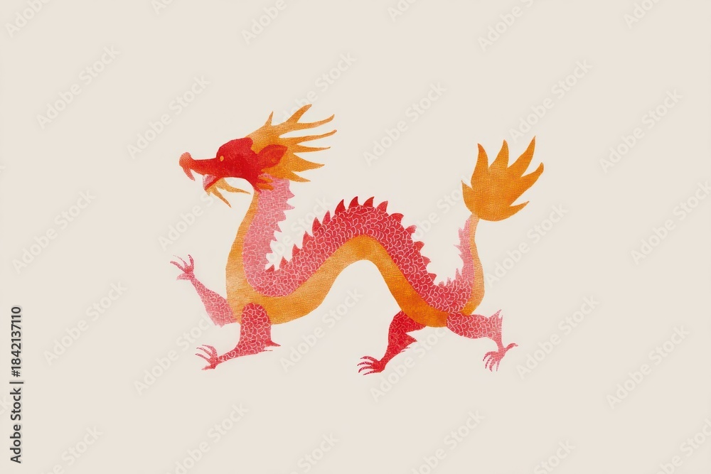 Obraz premium Vibrant dragon illustration art.