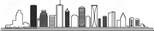 houston skyline cityscape line art vector minimal illustration
