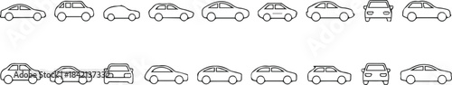 car icon collection editable outline set for automotive mockups
