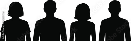 people silhouette four person vector portrait waist up